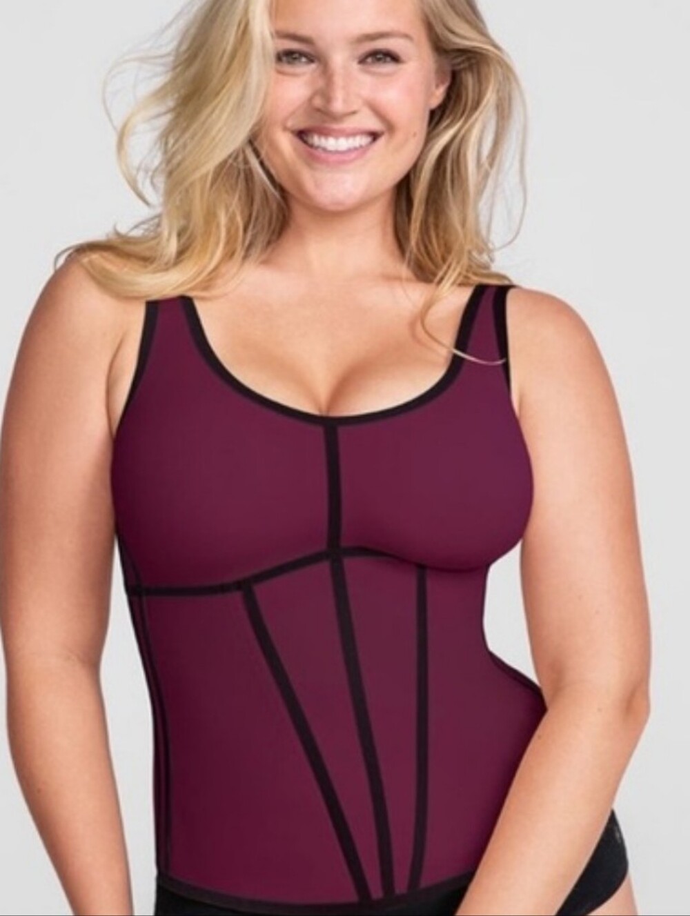 Honey Love Boldness Shapewear Plus-Size Contour In Deep Plum Compression 1X